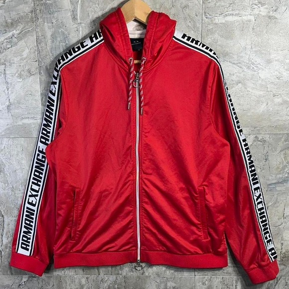 Armani Exchange Men's Hooded Full Zip Jacket Windbreaker Logo Tape Size XL - Picture 6 of 7